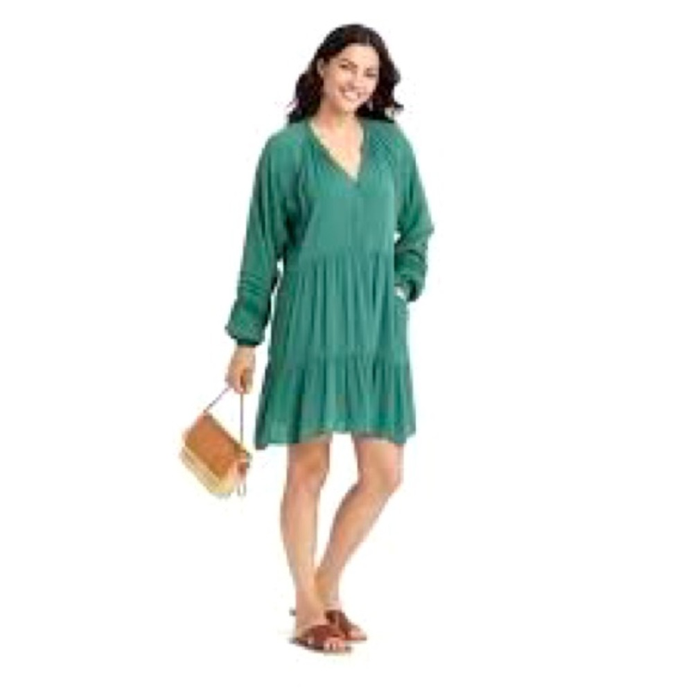 Knox Rose Bohemian Western Preppy Dress Pockets Casual Whimsical Milkmaid Pleats
